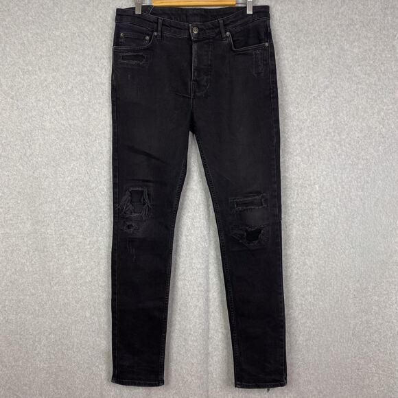 Ksubi Jeans Mens 33 (Fits 35x32) Black Chitch Boneyard Slim Fit Button Fly - Picture 1 of 10